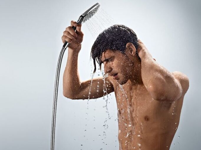 The contrast shower perfectly tones the man's body, thereby strengthening potency